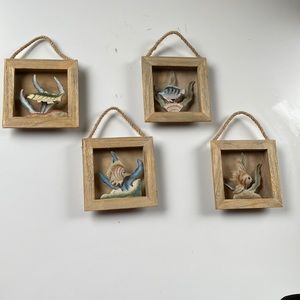 4 p. Fish shadowbox decor.